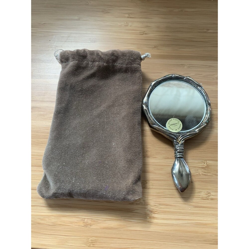 Vintage Godinger Silver-Plated Purse Makeup Mirror | Bow Design | 1988 | 5”